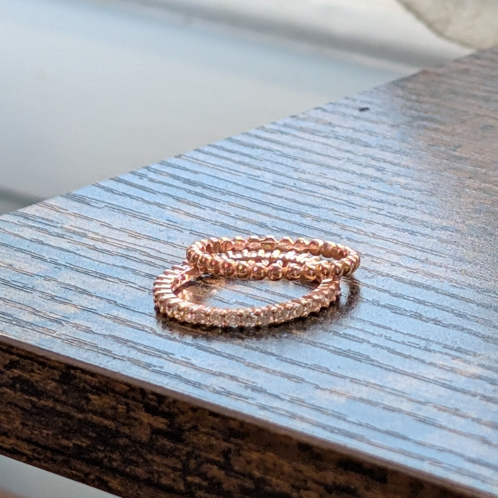 Rose Gold Over 925 Stackable Ring Set - Picture 2 of 7
